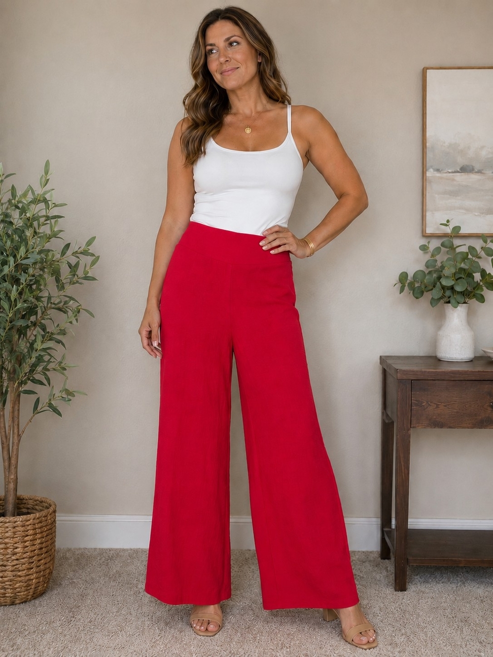 Source Unknown Wide Leg Pants in Bright Red